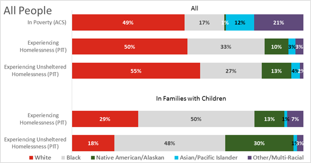 Screenshot of CoC Racial Equity Analysis Tool showing distribution of differential racial groups